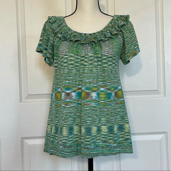 Banana Republic Ruffle Neck Short Sleeve Top, S - Picture 3 of 12